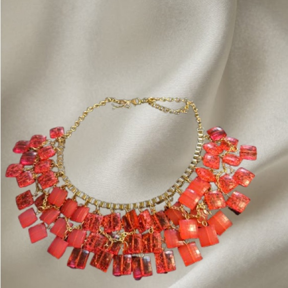 Elegant Gold and Red Statement Necklace